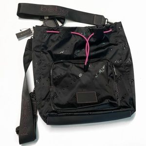 Bebe large silky black bag